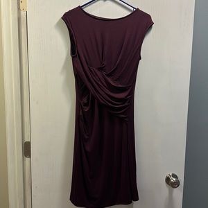 KUT FROM THE KLOTH - Midi Dress Stretch Gathered Sz 6 - Wine MAROON